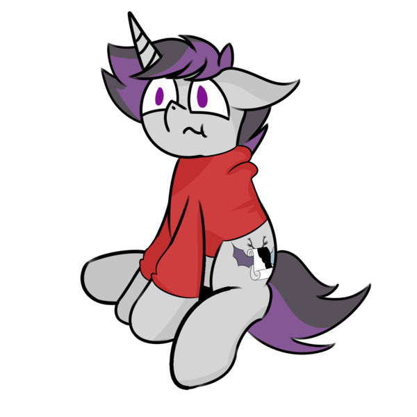 Size: 1500x1500 | Tagged: safe, artist:inky scroll, derpibooru import, oc, oc:inky scroll, unofficial characters only, pony, unicorn, clothes, hoodie, male, simple background, sitting, solo, transparent background