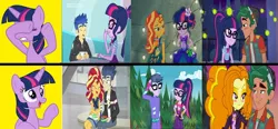 Size: 1280x596 | Tagged: safe, artist:mlpfan3991, derpibooru import, edit, edited screencap, screencap, adagio dazzle, flash sentry, microchips, sci-twi, sunset shimmer, timber spruce, twilight sparkle, twilight sparkle (alicorn), alicorn, eqg summertime shorts, equestria girls, equestria girls series, good vibes, legend of everfree, pinkie pie: snack psychic, star crossed, sunset's backstage pass!, the road less scheduled, the road less scheduled: microchips, spoiler:choose your own ending (season 2), spoiler:eqg series (season 2), discovery kids, female, flashimmer, flashlight, hotline bling, lesbian, male, meme, microlight, sciflash, scitwishimmer, shipping, straight, sunsetsparkle, timberdazzle, timbertwi