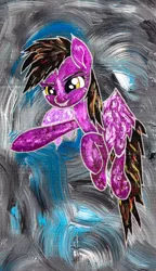 Size: 800x1388 | Tagged: safe, artist:aquilateagle, derpibooru import, bat pony, pegasus, cardboard, flying, painting, sky, solo