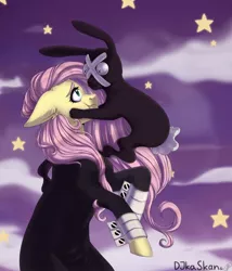 Size: 1280x1494 | Tagged: safe, artist:tigra0118, derpibooru import, angel bunny, fluttershy, pony, anime, collaboration, crona, crossover, digital art, female, soul eater