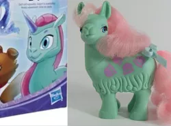 Size: 500x369 | Tagged: safe, derpibooru import, official, cha cha, rarity, winona, dog, llama, pony, my little pony: pony life, female, g1, g1 to g4.5, hasbro, hasbro logo, pony friends, reveal the magic, toy