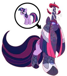 Size: 1600x1809 | Tagged: safe, artist:bearmation, derpibooru import, twilight sparkle, unicorn, cloven hooves, crossover, dynamax, female, gigantamax, glowing eyes, macro, pokemon sword and shield, pokémon, simple background, solo, transparent background, unicorn twilight