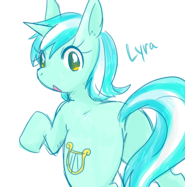 Size: 600x606 | Tagged: artist:135sky, butt, cute, derpibooru import, dock, looking at you, looking back, looking back at you, lyrabetes, lyra heartstrings, lyrebutt, open mouth, pixiv, plot, rear view, simple background, solo, suggestive, white background