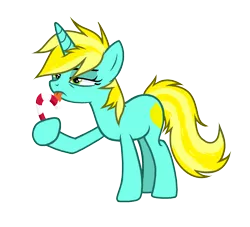 Size: 2200x2000 | Tagged: safe, artist:alfury, derpibooru import, oc, oc:lemondime, unofficial characters only, pony, unicorn, candy, candy cane, food, full body, png, simple background, solo, sugar cane, tastes like christmas, tongue out, transparent background, yellow mane
