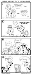 Size: 1320x3035 | Tagged: safe, artist:pony-berserker, derpibooru import, big macintosh, rarity, spike, twilight sparkle, twilight sparkle (alicorn), alicorn, dragon, earth pony, pony, unicorn, bibliophile, black and white, book, bookhorse, breaking the fourth wall, comic, dragon mail, duo, exclamation point, fashion police, female, gentlemen, grayscale, hat, i can't believe it's not idw, imaginary friend, jimmy dean, looking at you, male, mare, monochrome, overload, pile of books, pony-berserker's twitter sketches, rarity is not amused, scroll, signature, simple background, sketch, smoke, song, spam, speech bubble, stippling, that pony sure does love books, thought bubble, tongue out, trilby, unamused, white background, winged spike