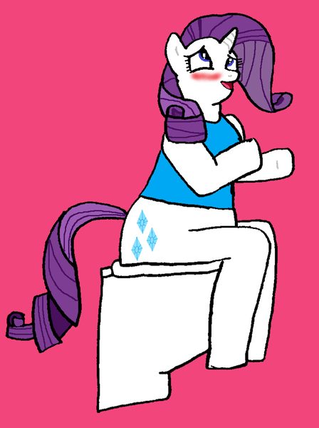 Size: 772x1035 | Tagged: suggestive, artist:goofermutt, artist:snipiper, derpibooru import, rarity, pony, unicorn, blushing, bottomless, but why, clothes, diarrhea, partial nudity, pleasure, poop, pooping, solo, toilet