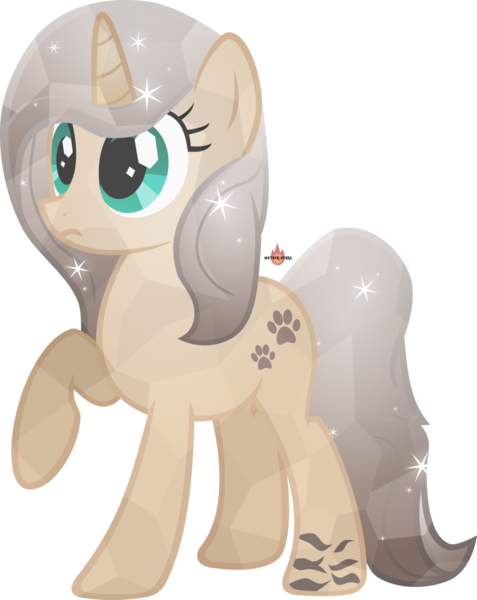 Size: 1024x1287 | Tagged: safe, artist:meteor-spark, derpibooru import, oc, oc:plomotte paw, unofficial characters only, crystal pony, unicorn, crystallized, logo, simple background, solo, transparent background, watermark