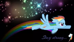 Size: 1920x1080 | Tagged: artist:z3bradan, black background, cutie mark, derpibooru import, female, mare, pegasus, quote, rainbow, rainbow dash, safe, simple background, solo, stars, wallpaper