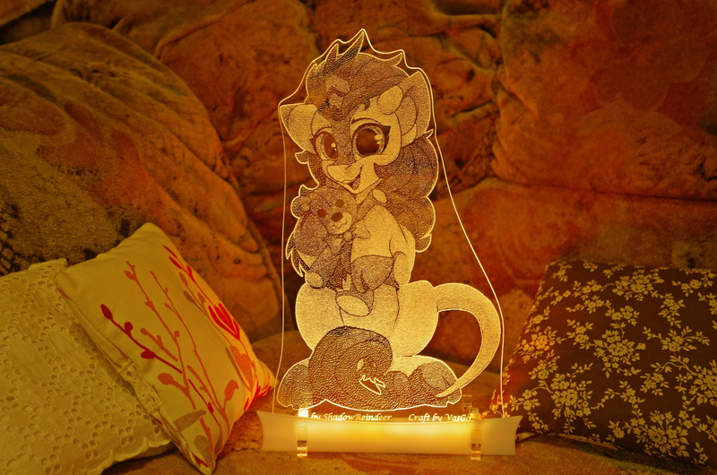 Size: 1920x1272 | Tagged: acrylic plastic, acrylight, artist:shadowreindeer, artist:vasgotec, autumn blaze, craft, derpibooru import, engraving, kirin, led, nightlight, safe