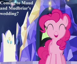 Size: 874x720 | Tagged: bronybait, cropped, cute, derpibooru import, diapinkes, edit, edited screencap, father knows beast, implied maudbriar, implied maud pie, implied mudbriar, implied shipping, implied straight, implied wedding, pinkie pie, safe, screencap, speech, talking, twilight's castle