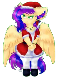 Size: 789x1013 | Tagged: safe, artist:vanillaswirl6, derpibooru import, oc, oc:speedy blossom, unofficial characters only, pegasus, pony, bipedal, blushing, bracelet, cheek fluff, chest fluff, ear fluff, fluffy, jewelry, secret santa, simple background, solo, transparent background