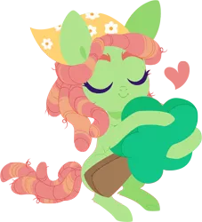 Size: 4000x4415 | Tagged: safe, artist:belka-sempai, derpibooru import, tree hugger, earth pony, pony, absurd resolution, cute, eyes closed, female, heart, huggerbetes, mare, plushie, simple background, smiling, solo, transparent background, tree