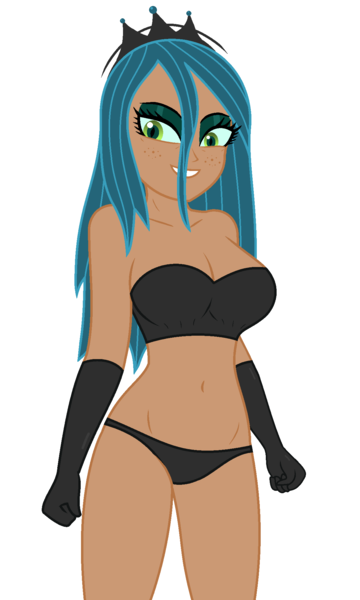 Size: 1200x2000 | Tagged: suggestive, derpibooru import, editor:ah96, queen chrysalis, equestria girls, belly button, breasts, busty queen chrysalis, cleavage, clothes, equestria girls-ified, female, gloves, ms paint, reversalis, simple background, solo, solo female, white background