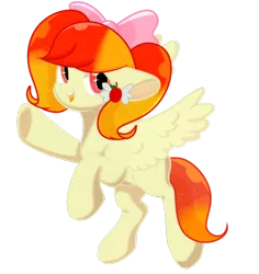 Size: 800x848 | Tagged: safe, artist:sweet sugar, derpibooru import, oc, oc:apple sheep, unofficial characters only, pegasus, pony, 2020 community collab, derpibooru community collaboration, bow, female, hair bow, looking at you, simple background, solo, transparent background