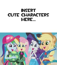 Size: 1280x1439 | Tagged: safe, derpibooru import, edit, edited screencap, screencap, applejack, fluttershy, rainbow dash, rarity, tank, aww... baby turtles, equestria girls, equestria girls series, meme, template