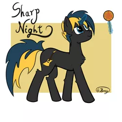 Size: 2048x2048 | Tagged: safe, artist:horacy, derpibooru import, oc, oc:sharp night, unofficial characters only, pony, unicorn, candy, food, horn, lollipop, magic, magic aura, male, solo, stallion, telekinesis, walking