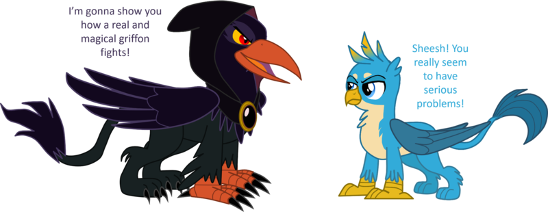 Size: 2783x1077 | Tagged: safe, artist:shadymeadow, derpibooru import, gallus, oc, oc:goryx, gryphon, cloak, clothes, oc villain, simple background, transparent background