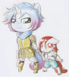 Size: 982x1106 | Tagged: anthro, artist:ravenpuff, chibi, clothes, colt, derpibooru import, four arms, hybrid, interspecies offspring, male, multiple arms, oc, oc:noble heart, oc:sunbeam, offspring, parent:discord, parent:princess celestia, parents:dislestia, safe, traditional art, unguligrade anthro, unofficial characters only