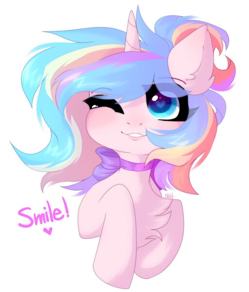 Size: 1526x1790 | Tagged: safe, artist:alkit_is_not_me, derpibooru import, oc, oc:oofy colorful, earth pony, pony, bust, solo