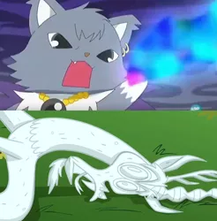 Size: 912x928 | Tagged: anime, artist:mega-poneo, cat, comic, crossover, derpibooru import, dian, discord, draconequus, edit, edited screencap, jewelpet, laser, magic, mega poneo strikes again, meme, petrification, safe, sanrio, screencap, screencap comic, sega, the return of harmony