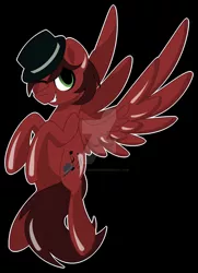 Size: 1600x2204 | Tagged: safe, artist:missmele-madness, derpibooru import, oc, oc:offbeat, pegasus, pony, black background, deviantart watermark, hat, male, obtrusive watermark, simple background, solo, stallion, watermark