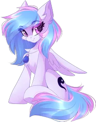 Size: 2394x3035 | Tagged: safe, artist:airiniblock, derpibooru import, oc, oc:starburn, unofficial characters only, pegasus, pony, 2020 community collab, derpibooru community collaboration, chest fluff, ear fluff, female, jewelry, looking at you, necklace, simple background, sitting, solo, transparent background