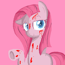 Size: 256x256 | Tagged: artist:applejack-lover-fan, blood, derpibooru import, pinkamena diane pie, pinkie pie, pixel art, semi-grimdark, solo