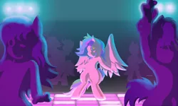 Size: 5000x3000 | Tagged: anthro, artist:flavorful_sweets, dancing, derpibooru import, nightclub, oc, oc:flavorful sweets, pegasus, rave, safe, silhouette