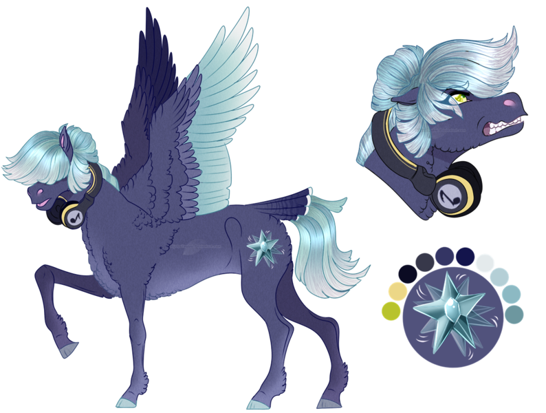 Size: 1176x889 | Tagged: safe, artist:bijutsuyoukai, derpibooru import, oc, oc:rock star, pegasus, pony, headphones, male, offspring, parent:limestone pie, parent:thunderlane, simple background, solo, stallion, transparent background