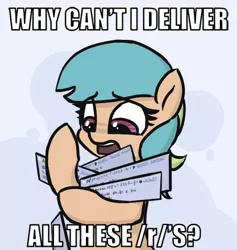 Size: 417x439 | Tagged: safe, artist:plunger, derpibooru import, oc, oc:tetra sketch, earth pony, pony, /mlp/, 4chan, caption, drawthread, image macro, impact font, meme, meta, solo, text, why can't i hold all these x