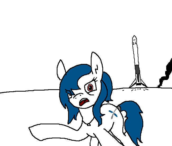 Size: 652x553 | Tagged: safe, derpibooru import, oc, oc:spacexpone, earth pony, angry, cyoa, falcon 9, looking at you, offscreen character, pointing, pov, rocket, simple background, solo, spacex, white background