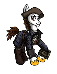Size: 1680x2186 | Tagged: safe, derpibooru import, oc, oc:rough seas, earth pony, pony, fallout, fallout 4, hat, minutemen, pipboy, solo, tricorne