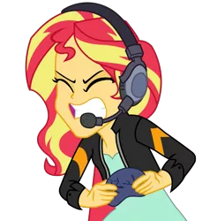 Size: 1543x1619 | Tagged: safe, artist:remcmaximus, derpibooru import, sunset shimmer, equestria girls, equestria girls series, game stream, spoiler:eqg series (season 2), angry, clothes, controller, eyes closed, jacket, moments before disaster, moments before ragequit, psycho gamer sunset, rageset shimmer, simple background, solo, teeth, transparent background, vector