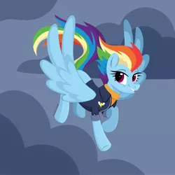 Size: 1920x1920 | Tagged: safe, artist:kabuvee, derpibooru import, rainbow dash, pegasus, pony, the last problem, cloud, female, flying, mare, older, older rainbow dash, solo