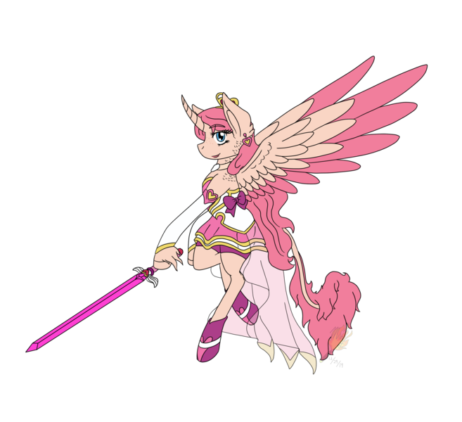 Size: 1978x1807 | Tagged: safe, artist:midnightfire1222, derpibooru import, ponified, alicorn, pony, lolirock, magic sword, magical girl, princess iris, simple background, solo, transparent background