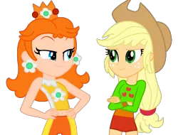 Size: 893x680 | Tagged: safe, artist:foreverbunkey123, artist:user15432, derpibooru import, applejack, human, equestria girls, apple daisy, barely eqg related, base used, clothes, cowboy hat, crossed arms, crossover, crown, cutie mark, ear piercing, earring, equestria girls style, equestria girls-ified, gymnast, gymnastics, hands on hip, hat, image, jewelry, leotard, mario & sonic, mario & sonic at the olympic games, mario & sonic at the olympic games tokyo 2020, mario and sonic, mario and sonic at the olympic games, nintendo, olympics, piercing, png, princess daisy, regalia, shorts, simple background, sports, sports outfit, sports shorts, super mario bros., tanktop, transparent background