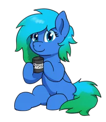 Size: 1117x1295 | Tagged: safe, artist:bitassembly, derpibooru import, oc, oc:sertrixy, unofficial characters only, pegasus, pony, 2020 community collab, derpibooru community collaboration, female, gradient mane, mug, simple background, sitting, solo, transparent background