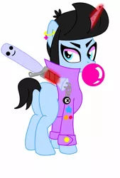 Size: 693x1024 | Tagged: safe, derpibooru import, oc, ponified, unofficial characters only, ghost, pony, undead, unicorn, ball, bibi, brawl stars, bubblegum, clothes, female, food, gum, hair, horn, jacket, mare