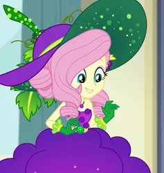 Size: 1022x1080 | Tagged: safe, derpibooru import, edit, screencap, fluttershy, equestria girls, equestria girls series, holidays unwrapped, spoiler:eqg series (season 2), bare shoulders, clothes, cornucopia costumes, cropped, female, gloves, good, hat, skirt, sleeveless, smiling, solo, strapless, very good