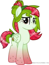 Size: 3601x4800 | Tagged: safe, artist:mrkat7214, derpibooru import, oc, oc:watermelana, unofficial characters only, pegasus, pony, birthday gift, female, food, gradient hooves, high res, looking at you, mare, simple background, solo, transparent background, vector, watermelon