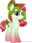 Size: 3601x4800 | Tagged: safe, artist:mrkat7214, derpibooru import, oc, oc:watermelana, unofficial characters only, pegasus, pony, birthday gift, female, food, gradient hooves, high res, looking at you, mare, simple background, solo, transparent background, vector, watermelon