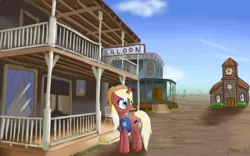 Size: 1920x1200 | Tagged: artist:0okami-0ni, derpibooru import, oc, oc:bright hope, safe, saloon, sheriff, solo, unofficial characters only, wild west