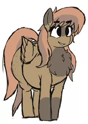 Size: 657x923 | Tagged: safe, artist:crazy water, derpibooru import, oc, oc:bran muffin, unofficial characters only, pegasus, pony, butt freckles, chest fluff, chubby, female, freckles, mare, pegasus oc, smiling, solo, thicc ass, wide hips, wings