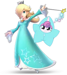 Size: 1361x1528 | Tagged: safe, derpibooru import, princess flurry heart, alicorn, human, pony, best gift ever, baby, baby pony, clothes, costume, cute, female, flurrybetes, nintendo, princess rosalina, rosalina, simple background, smiling, star flurry heart, super mario bros., super smash bros., super smash bros. ultimate, transparent background