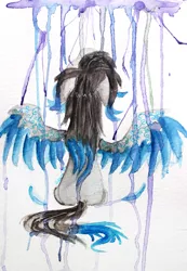 Size: 2723x3936 | Tagged: artist:0okami-0ni, derpibooru import, oc, paint stains, safe, solo, traditional art, unofficial characters only, watercolor painting