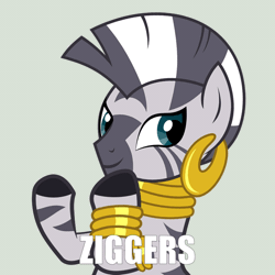 Size: 770x770 | Tagged: animated, artist needed, clapping, clapping ponies, derpibooru import, ear piercing, earring, edit, female, gif, gold rings, jewelry, mare, neck rings, out of character, piercing, racial slur, racism, safe, slang, vulgar, zebra, zecora, ziggers
