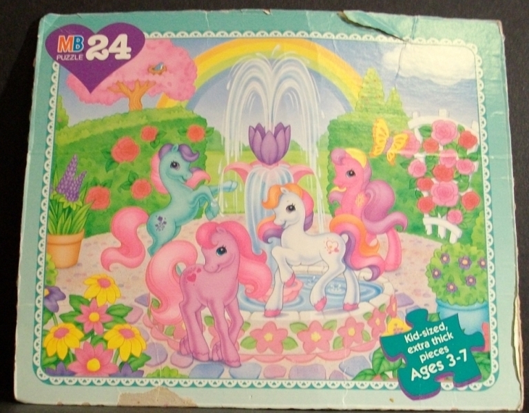 Size: 799x624 | Tagged: cute, derpibooru import, flower, flower pot, fountain, g2, g2 sundawwnce, g2 sweet sweetberry, ivybetes, ivy (g2), light heart, lightheartbetes, merchandise, milton bradley, official, puzzle, rose, safe, sundance (g2), sweet berry