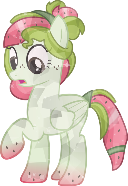 Size: 1280x1851 | Tagged: safe, artist:pilot231, derpibooru import, oc, oc:watermelana, unofficial characters only, crystal pony, pegasus, pony, crystallized, female, freckles, gradient hooves, gradient mane, mare, pegasus oc, simple background, solo, transparent background, vector, wings