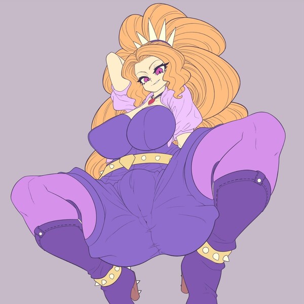 Size: 1280x1280 | Tagged: questionable, artist:kaikoinu, derpibooru import, adagio dazzle, equestria girls, rainbow rocks, arm behind head, big breasts, breasts, busty adagio dazzle, cameltoe, clothes, female, gem, looking at you, sexy, siren gem, solo, solo female, spread legs, spreading, stupid sexy adagio dazzle, thick, thighs, thunder thighs, vacuum sealed clothing