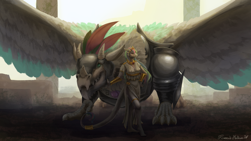 Size: 3840x2160 | Tagged: anthro, argonian, derpibooru import, furry, oc, oc:arculascrain, princess celestia, safe, the elder scrolls